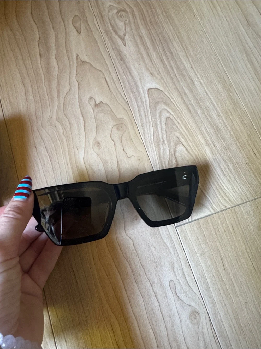 Charles & Keith Black Oversized Geometric Sunglasses with Case